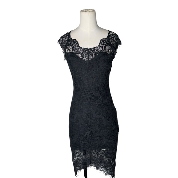 Intimately Free People Black Peekaboo Lace Slip Dress Scallop Hem - Picture 5 of 5